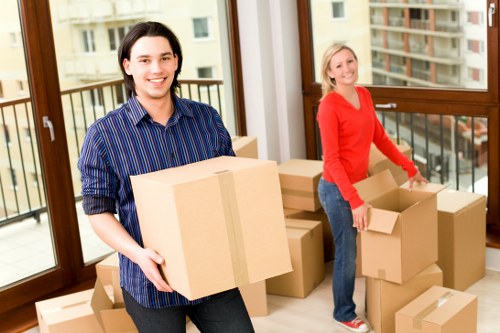 Boxes and wrapped belongings prepared for a local flat move